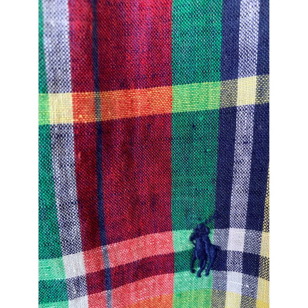 Ralph Lauren Mens Plaid Short Sleeve Linen Blend Button Down Shirt Size XL TG - Picture 4 of 10